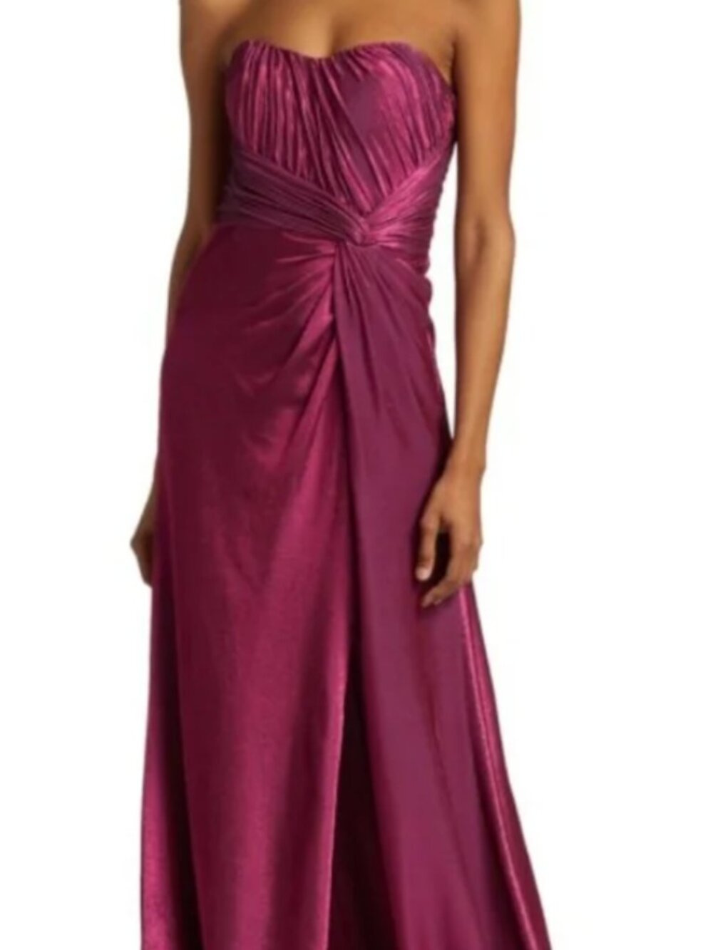 Rene Ruiz Draped Knot Strapless Elegant ‎ Magenta Gown